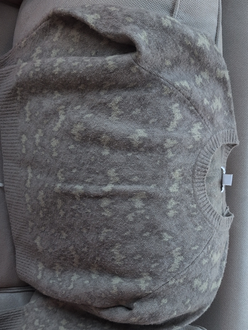 Athleta Women's Crewneck Sweater in Taupe and Cream Fleck